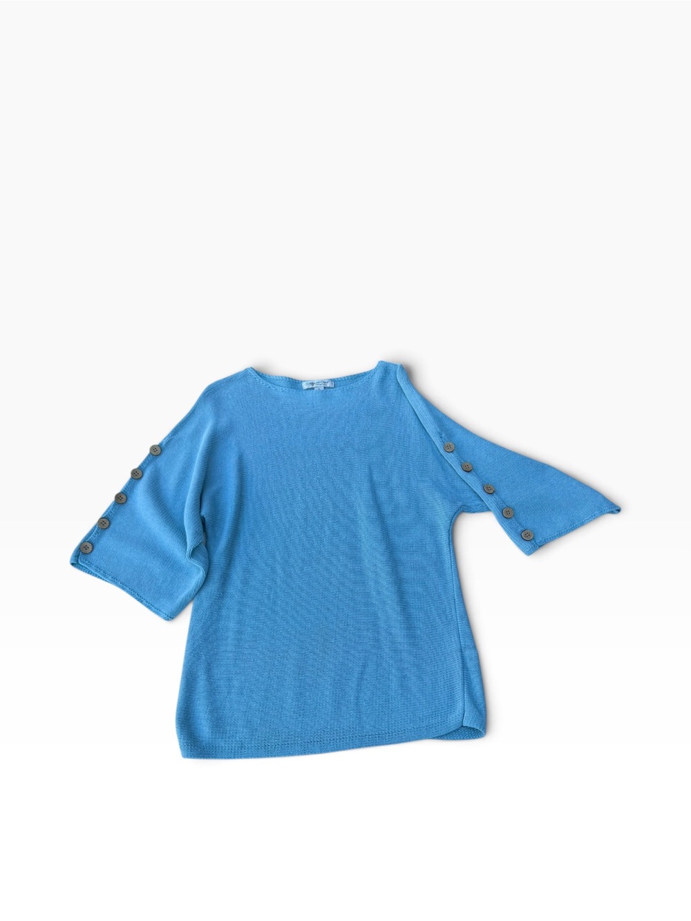 Coldwater Creek Sky Blue Button-Accent Knit Top